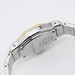 Pre Owned Cartier Cream 18K yellow Gold Stainless Steel Santos de Cartier 187903 Women's Wristwatch 24 mm