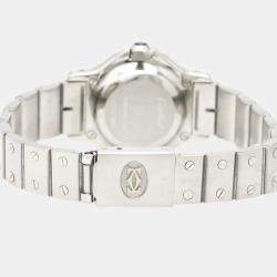 Pre Owned Cartier Silver Stainless Steel Santos Octagon Women's Wristwatch 24 MM