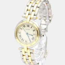 Pre Owned Cartier Silver 18K Yellow Gold And Stainless Steel Panthere Quartz Women's Wristwatch 30 mm
