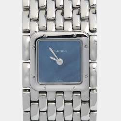 Pre Owned Cartier Mother of Pearl Stainless Steel Panthere Ruban W61002T9 Women's Wristwatch 22 mm
