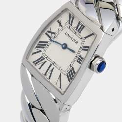 Pre Owned Cartier Silver Stainless Steel La Dona W660022I Women's Wristwatch 28 mm