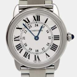 Pre Owned Cartier Silver Stainless Steel Ronde Solo W6701004 Women's Wristwatch 29 mm