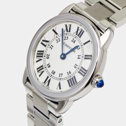 Pre Owned Cartier Silver Stainless Steel Ronde Solo W6701004 Women's Wristwatch 29 mm