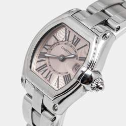 Pre Owned Cartier Pink Stainless Steel Roadster 2675 Women's Wristwatch 31 mm 