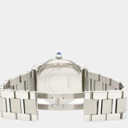 Pre Owned Cartier Silver Stainless Steel Ronde Solo W6701004 Quartz Women's Wristwatch 29 mm