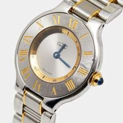 Pre Owned Cartier Silver 18k yellow Gold Stainless Steel Must 21 1340 Women's Wristwatch 28 mm