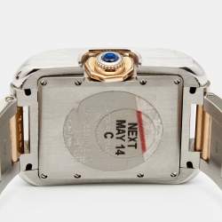 مملوك ة مسبقًا Cartier Silver 18K Rose Gold Stainless Steel Tank Anglaise W5310007 Unisex Wristwatch 29 mm