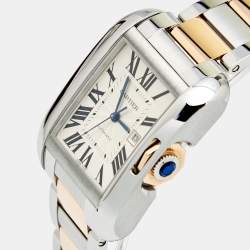 مملوكة مسبقًا Cartier Silver 18K Rose Gold Stainless Steel Tank Anglaise W5310007 Unisex Wristwatch 29 mm