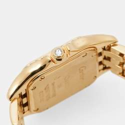 Pre Owned Cartier Cream 18k Yellow Gold Diamond Panthere 8057915 Women's Wristwatch 22 mm