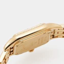Pre Owned Cartier Cream 18k Yellow Gold Diamond Panthere 8057915 Women's Wristwatch 22 mm