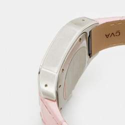 مملوكة مسبقًا Cartier White Stainless Steel Alligator Leather Santos 100 W20126X8 Women's Wristwatch 35 mm