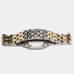 Pre Owned Cartier Cream 18k Yellow Gold And Stainless Steel Panthere 1120 Women's Wristwatch 22 MM