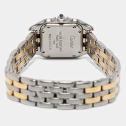 Pre Owned Cartier Cream 18k Yellow Gold And Stainless Steel Panthere 1120 Women's Wristwatch 22 MM