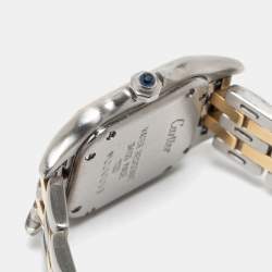 Pre Owned Cartier Cream 18k Yellow Gold And Stainless Steel Panthere 1120 Women's Wristwatch 22 MM