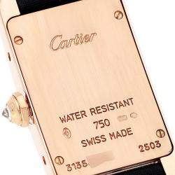 Cartier Silver Diamond 18k Rose Gold Tank Americaine WJTA0002 Quartz Women's Wristwatch 19 mm