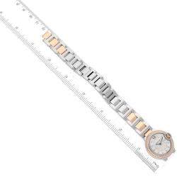 Cartier Silver Diamond 18k Rose Gold And Stainless Steel Ballon Bleu W3BB0009 Quartz Women's Wristwatch 28 mm