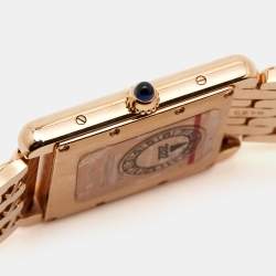 Pre Owned Cartier Silver 18k Rose Gold Tank Louis WGTA0024 Women's Wristwatch 21 mm