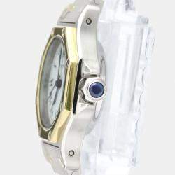 مملوكة مسبقًا Cartier White 18k Yellow Gold And Stainless Steel Santos Octagon Automatic Women's Wristwatch 24 mm