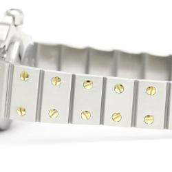 مملوكة مسبقًا Cartier White 18k Yellow Gold And Stainless Steel Santos Octagon Automatic Women's Wristwatch 24 mm