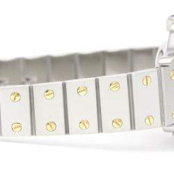 مملوكة مسبقًا Cartier White 18k Yellow Gold And Stainless Steel Santos Octagon Automatic Women's Wristwatch 24 mm