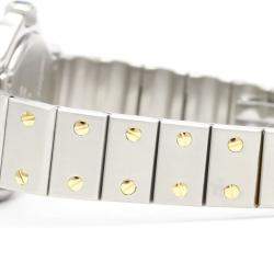 Pre Owned Cartier White 18k Yellow Gold And Stainless Steel Santos 187903 Quartz Women's Wristwatch 24 mm