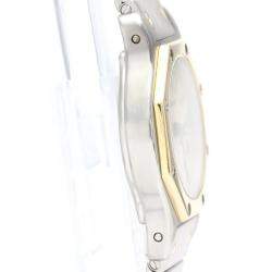 Pre Owned Cartier White 18k Yellow Gold And Stainless Steel Santos 187903 Quartz Women's Wristwatch 24 mm