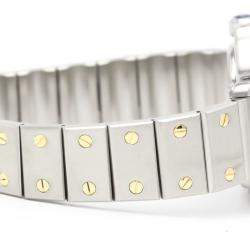 Pre Owned Cartier White 18k Yellow Gold And Stainless Steel Santos 187903 Quartz Women's Wristwatch 24 mm