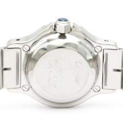 Pre Owned Cartier White 18k Yellow Gold And Stainless Steel Santos Octagon Automatic Women's Wristwatch 24 mm