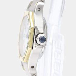 Pre Owned Cartier White 18k Yellow Gold And Stainless Steel Santos Octagon Automatic Women's Wristwatch 24 mm