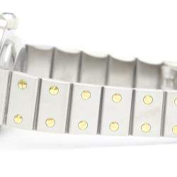 Pre Owned Cartier White 18k Yellow Gold And Stainless Steel Santos Octagon Automatic Women's Wristwatch 24 mm