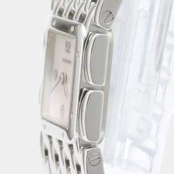 Pre Owned Cartier Pink Shell Stainless Steel Panthere Ruban W61003T9 Quartz Women's Wristwatch 21 mm