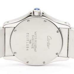 Pre Owned Cartier Silver 18k Yellow Gold And Stainless Steel Santos Ronde Quartz Women's Wristwatch 30 mm