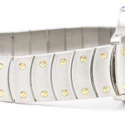 Pre Owned Cartier Silver 18k Yellow Gold And Stainless Steel Santos Ronde Quartz Women's Wristwatch 30 mm