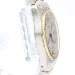 Pre Owned Cartier Silver 18k Yellow Gold And Stainless Steel Santos Ronde Quartz Women's Wristwatch 30 mm