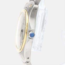 Pre Owned Cartier Silver 18k Yellow Gold And Stainless Steel Santos Ronde Quartz Women's Wristwatch 30 mm