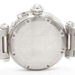 Pre Owned Cartier Silver Stainless Steel Pasha C GMT W31029M7 Automatic Women's Wristwatch 35 mm