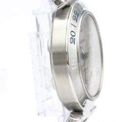 Pre Owned Cartier Silver Stainless Steel Pasha C GMT W31029M7 Automatic Women's Wristwatch 35 mm
