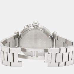 Pre Owned Cartier Silver Stainless Steel Pasha C GMT W31029M7 Automatic Women's Wristwatch 35 mm