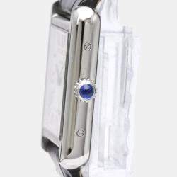 Pre Owned Cartier Silver Stainless Steel Tank Solo W5200005 Quartz Women's Wristwatch 24 mm