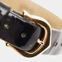 مملوكة مسبقًا Cartier Silver 18K Yellow Gold Patent Leather Diamond Love 3016 Women's Wristwatch 23 mm