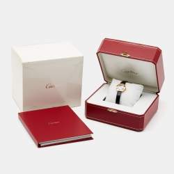 مملوكة مسبقًا Cartier Silver 18K Yellow Gold Patent Leather Diamond Love 3016 Women's Wristwatch 23 mm