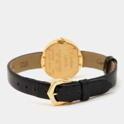 مملوكة مسبقًا Cartier Silver 18K Yellow Gold Patent Leather Diamond Love 3016 Women's Wristwatch 23 mm