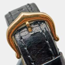 Pre Owned Cartier Silver 18K Rose Gold Alligator Leather Diamond Ballon Blanc WJBL0004 Women's Wristwatch 26.10 mm
