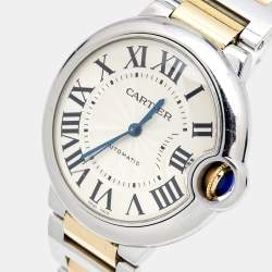 Pre Owned Cartier Silver 18K Yellow Gold Stainless Steel Ballon Bleu 3284 Women's Wristwatch 36 mm
