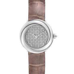 Cartier Grey Diamonds 18k White Gold Trinity WG201156 Women's Wristwatch 27 mm
