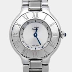 Cartier Silver Stainless Steel Must de Cartier 21 1340 Women's Wristwatch 28 mm