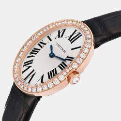 Cartier Silver Diamonds 18K Rose Gold Baignoire WB52000 Women's Wristwatch 31 mm