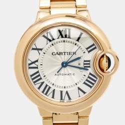 Pre Owned Cartier Silver 18K Rose Gold Ballon Bleu 3490 Women's Wristwatch 33 mm