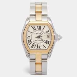 Pre Owned Cartier Silver 18K Yellow Gold Stainless Steel Roadster 2510 Unisex Wristwatch 38 mm