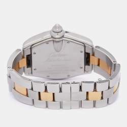 Pre Owned Cartier Silver 18K Yellow Gold Stainless Steel Roadster 2510 Unisex Wristwatch 38 mm
